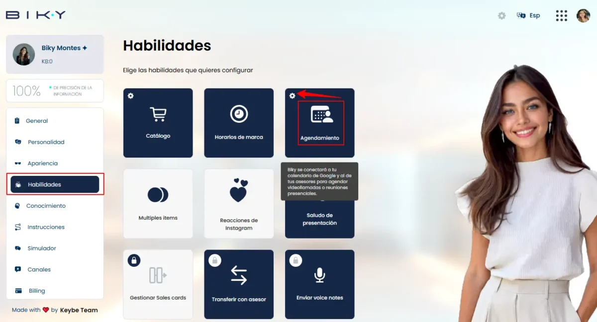 Activar agendamiento habilidad Biky AI