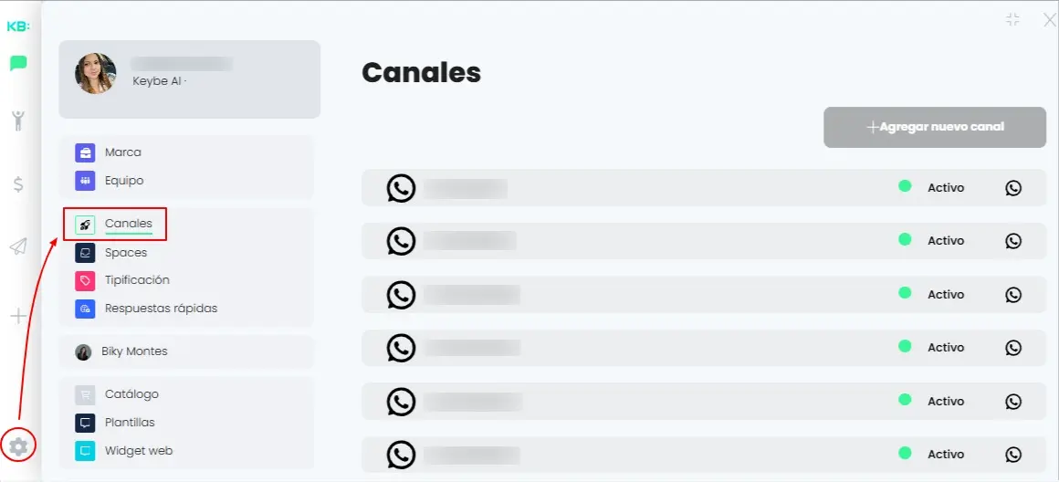 Módulo canales Biky AI -Keybe AI