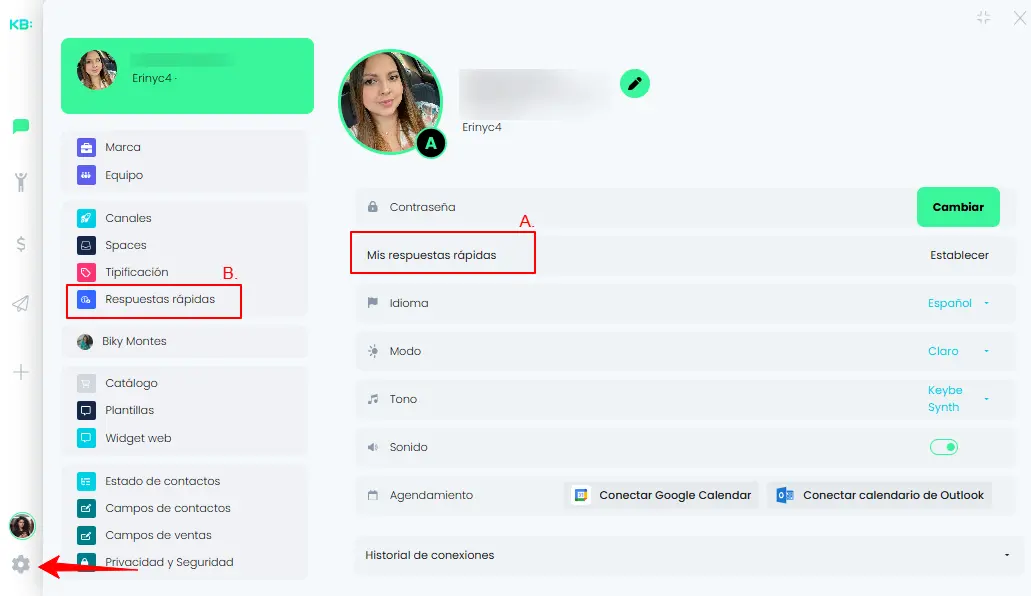 Configura tus respuestas rápidas