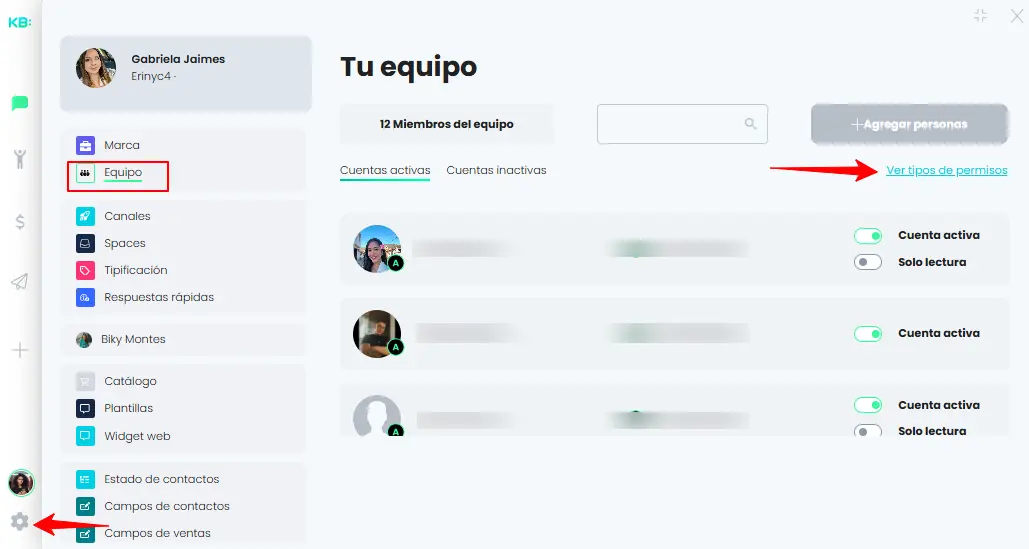 Tipos de Permisos en Keybe Smart Chat